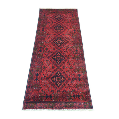 2'6"X6'3" Red Afghan Andkhoy Soft Wool Hand Knotted Runner Oriental Rug