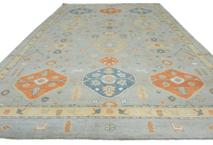 Handmade Oushak Pakistan Rug Muted Colors Floral