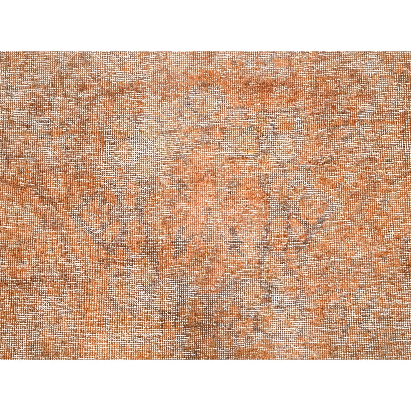 6'1"X9' Orange Overdyed Old Tebraz Distressed Look Wool Hand Knotted Rug