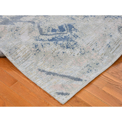 10'X14'3" Large Elements Pastels Modern Silk & Textured Wool Handmade Rug