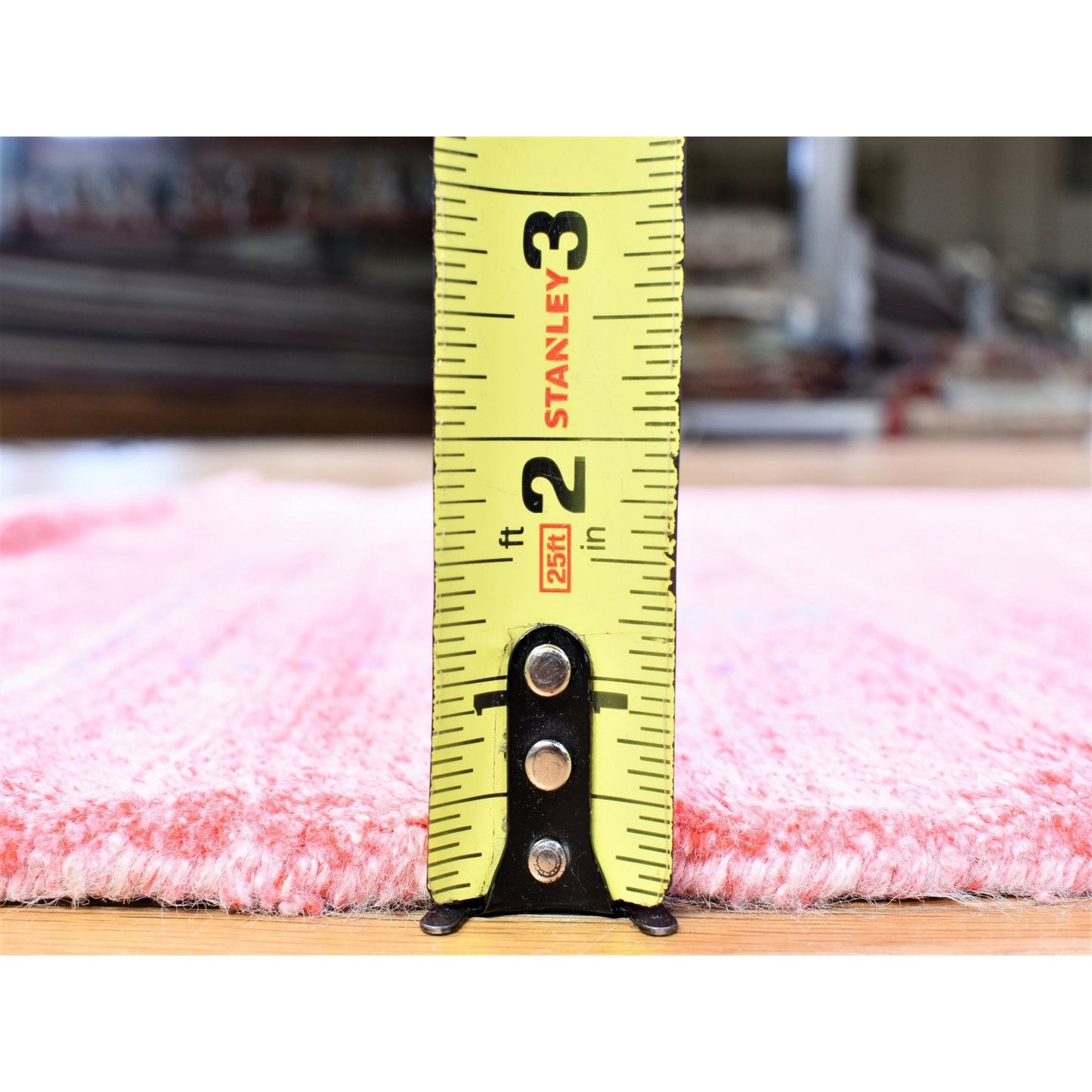 2'6"X17'9" Soft Pink Modern Wool And Silk Hand Loomed Xl Runner Rug