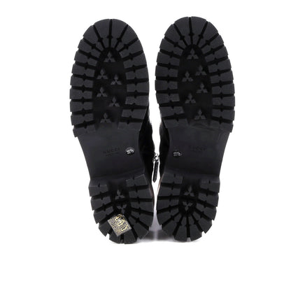 Gucci Women'S Platform Lug Sole Combat Boots Gg Embossed Leather