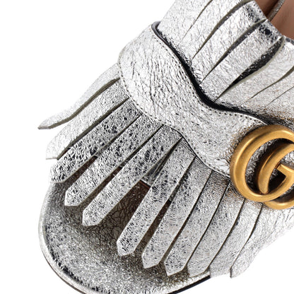 Gucci Women'S Gg Marmont Fringed Heeled Sandals Leather