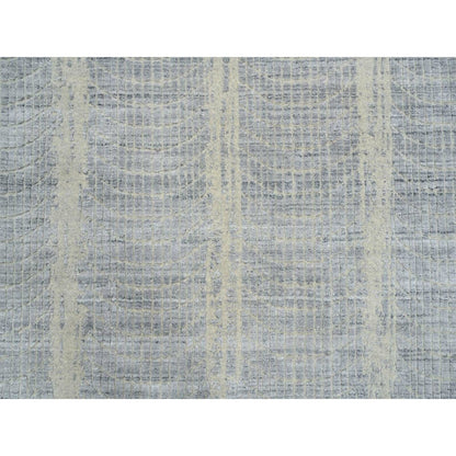 9'X9' Gray Jacquard Hand Loomed Wool And Plant Based Silk Round Rug