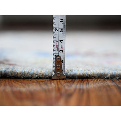 4'1"X16' Tint Gray Birds Of Paradise Peshawar Hand Knotted Oriental Rug