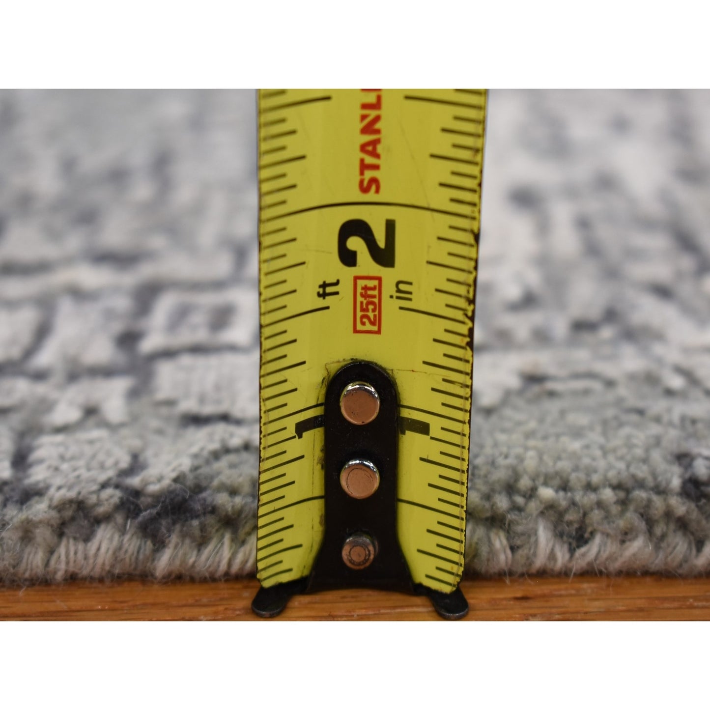 3'X3' Taupe Wool And Silk Abstract Hand Knotted Square Rug