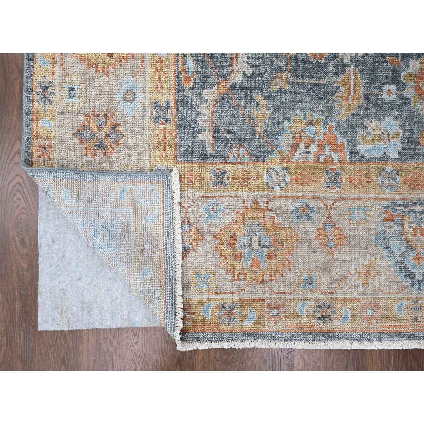 8'10"X12' Lead Gray Oushak Design Hand Knotted Pure Wool Oriental Rug