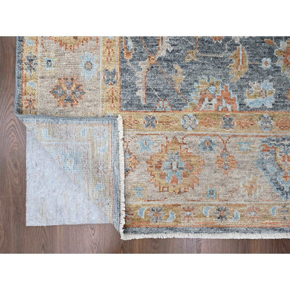 8'10"X12' Lead Gray Oushak Design Hand Knotted Pure Wool Oriental Rug