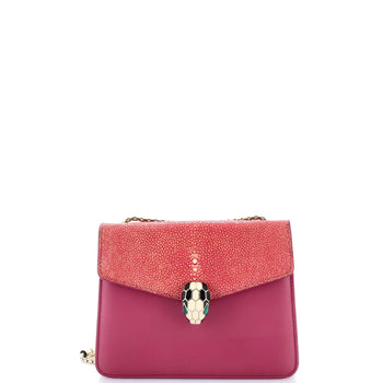 Bvlgari Serpenti Forever Square Shoulder Bag Leather And Stingray Small