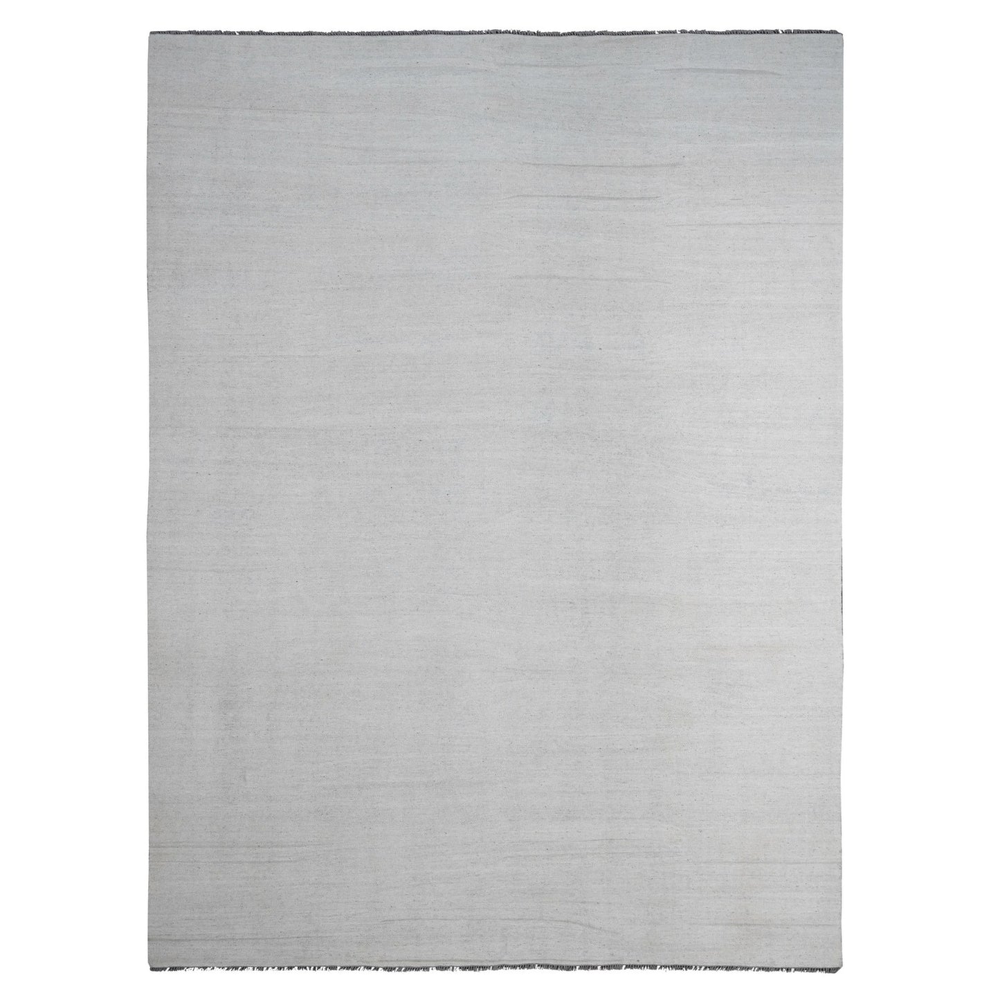 9'X12' White Flat Weave Solid Design Hand Woven Afghan Hand Spun Wool Rug