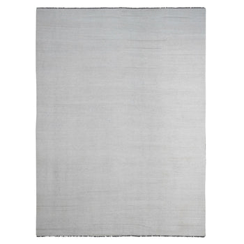 9'X12' White Flat Weave Solid Design Hand Woven Afghan Hand Spun Wool Rug