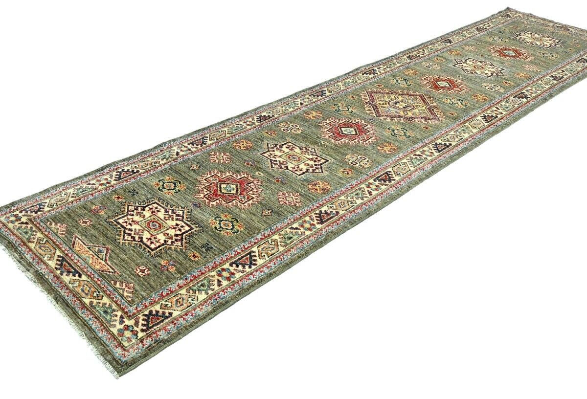 Kazak Oriental Runner Rug Geometric Design