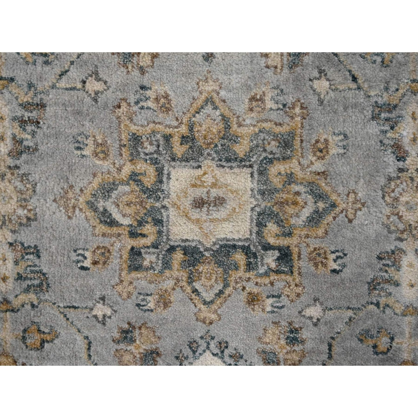 2'6"X11'8" Mist Gray Karjihooz Design Pure Wool Hand Knotted Runner Rug