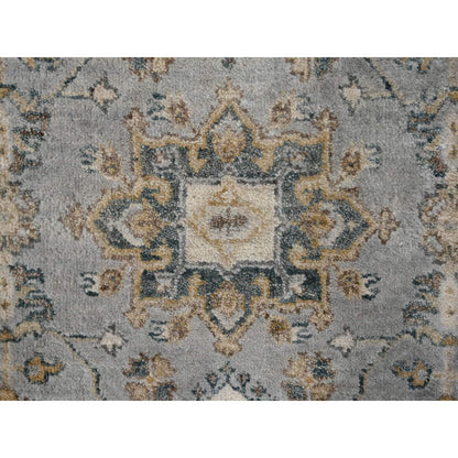 2'6"X11'8" Mist Gray Karjihooz Design Pure Wool Hand Knotted Runner Rug