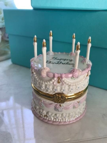 Collectible Lenox Happy Birthday Treasure Box Porcelain Trinket Figurine Gift