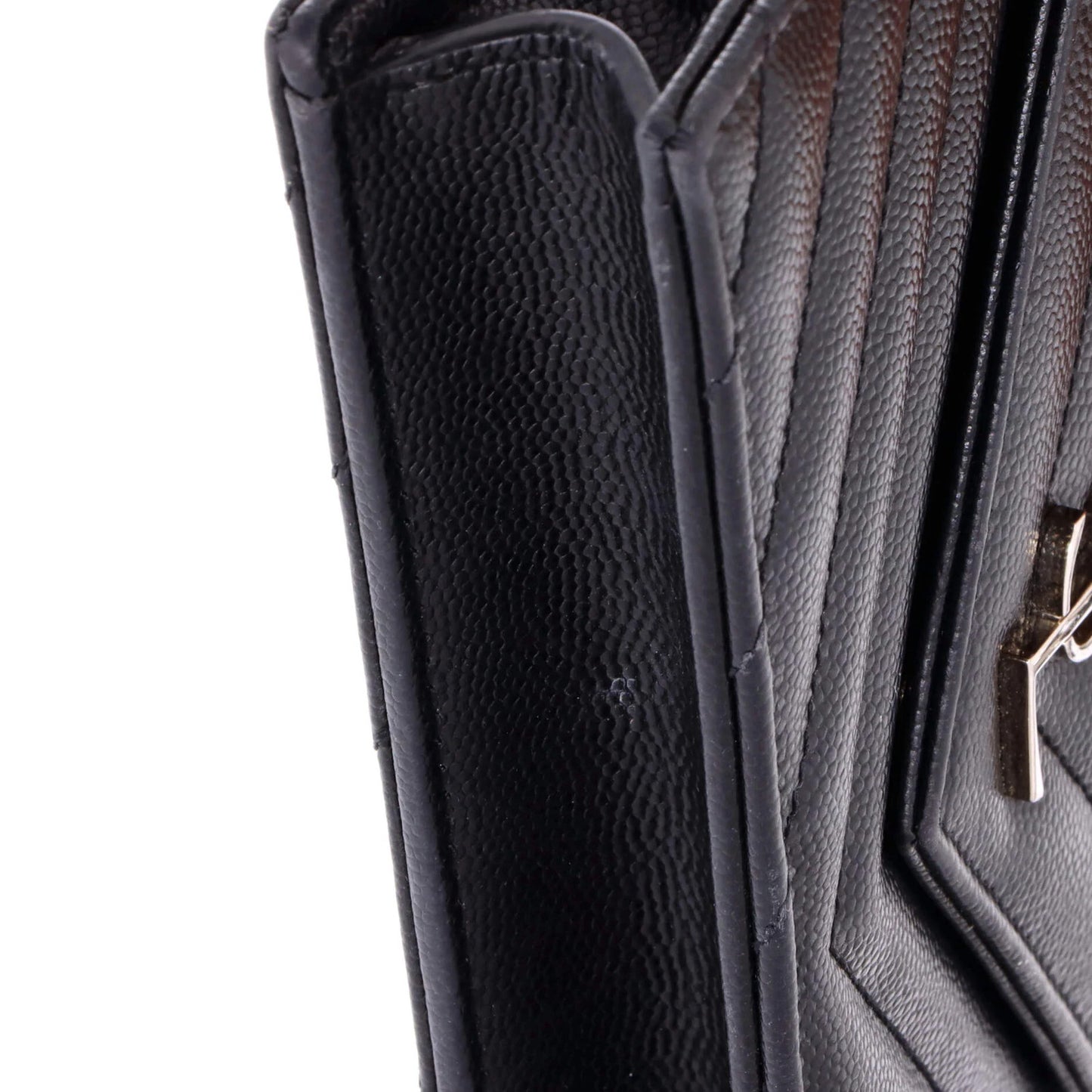 Saint Laurent Classic Monogram Wallet On Chain Matelasse Chevron Leather Small