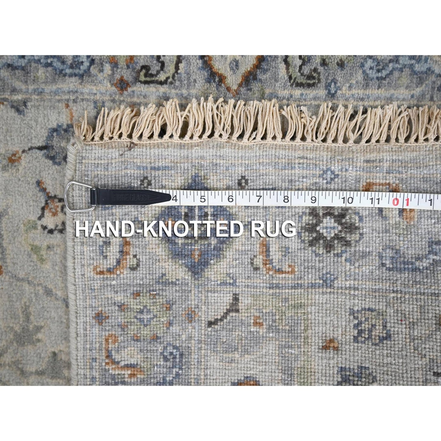2'6"X9'10" Owl Gray Hand Knotted Oushak Dense Weave Wool Runner Rug