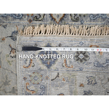 2'6"X9'10" Owl Gray Hand Knotted Oushak Dense Weave Wool Runner Rug