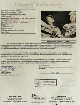 Mickey Mantle Hank Aaron Autographed Framed 11X14 Photo (Jsa)