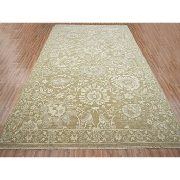 9'X12' Green Ziegler Mahal Large Flowers Design All Wool Hand Knotted Rug