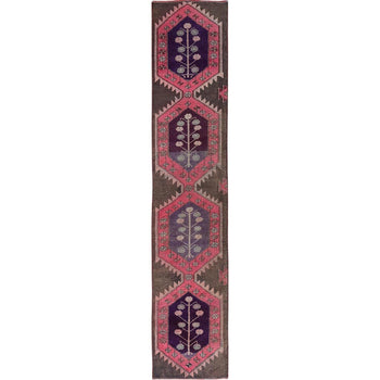 2'X11' Pink Vintage Northwest Zoroastrian Hand Knotted Pure Wool Runner Rug