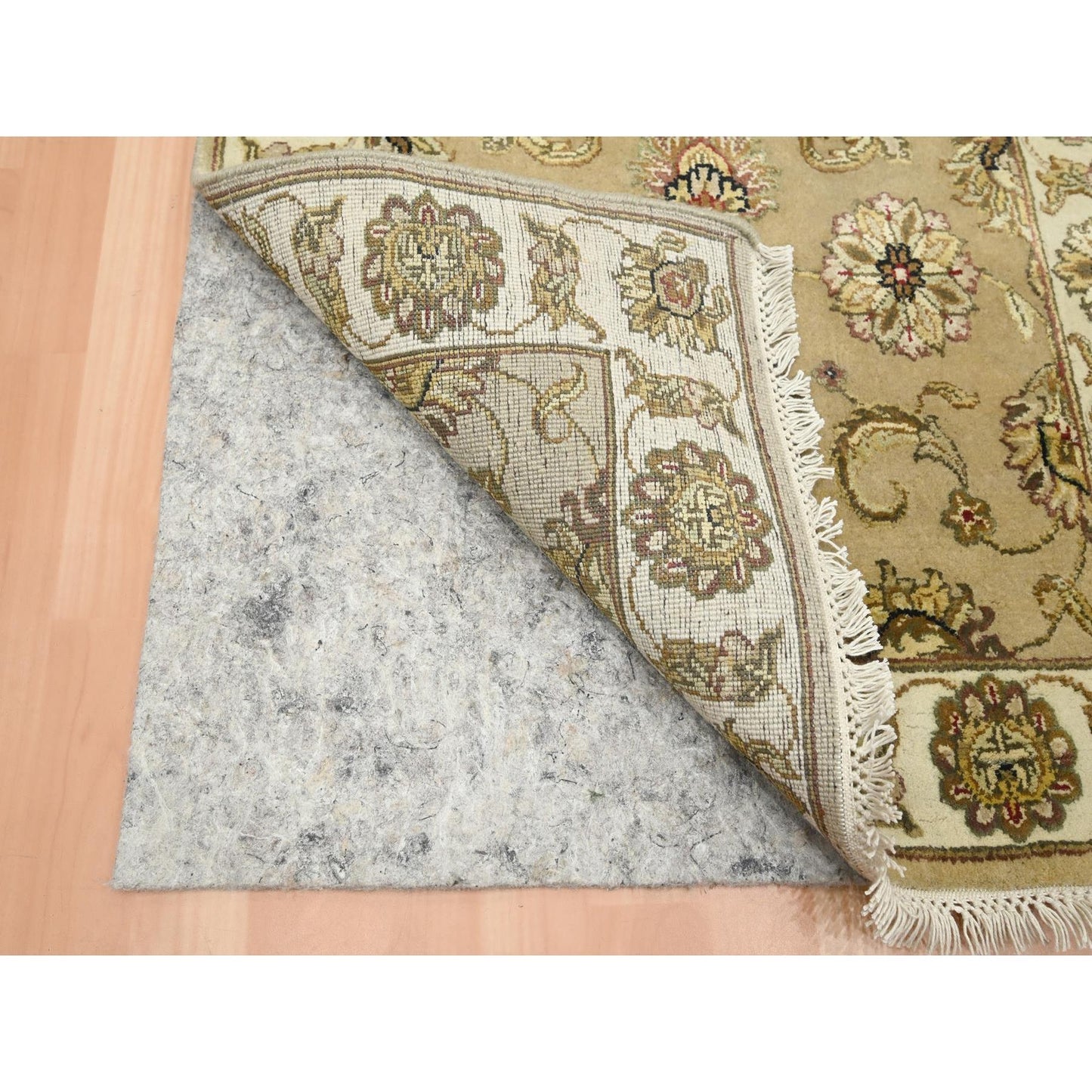 2'7"X8'1" Brown Rajasthan Leaf Design Hand Knotted Wool & Silk Runner Rug