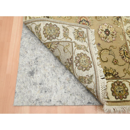 2'7"X8'1" Brown Rajasthan Leaf Design Hand Knotted Wool & Silk Runner Rug