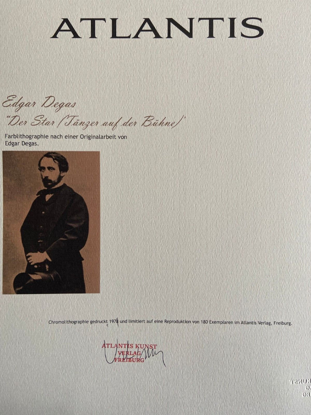 Edgar Degas Lithograph From An Coa Pastel, Hand Numbered