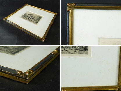 Paul Huet "Old Houses At Honfleur Port" Original Etching Framed With Box 1866