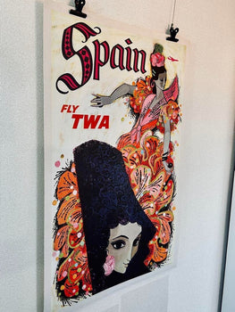 Trans World Airlines Original Vintage Poster - Spain Fly Twa Lithograph Usa