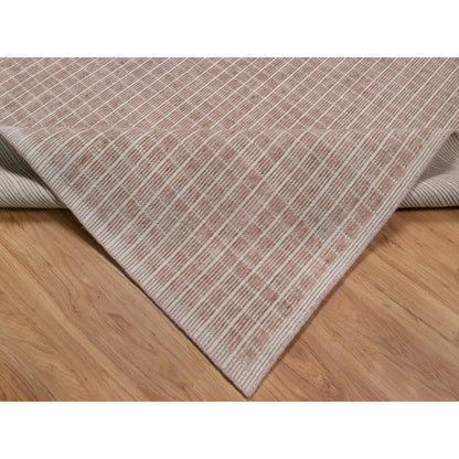 10'1"X14' Rose Pink Modern Plain Decor Box Design Loomed Knotted Wool Rug
