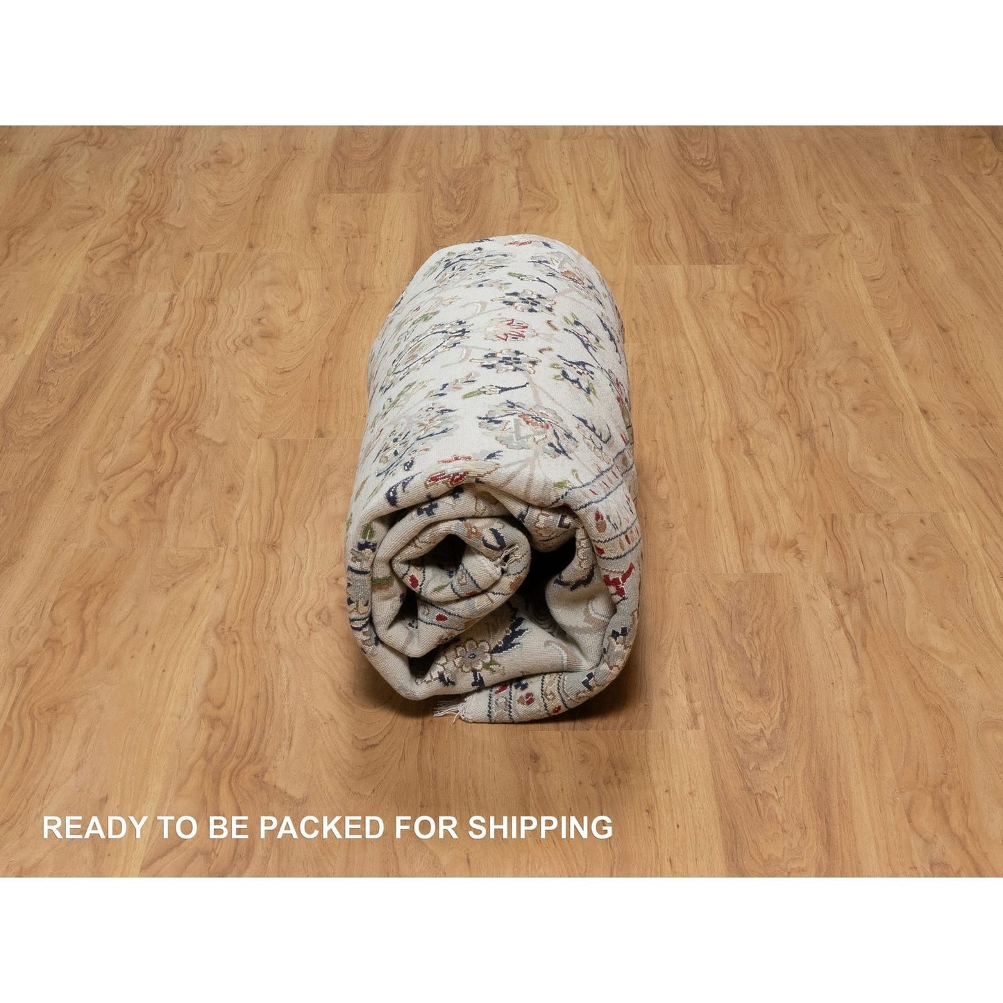 8'X8' Pearl White, 250 Kpsi, Nain, Wool And Silk, Hand Knotted, Round Rug