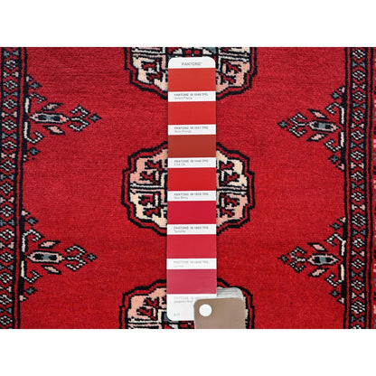 2'2"X6' Crimson Red Princess Bokara Soft Wool Hand Knotted Runner Rug