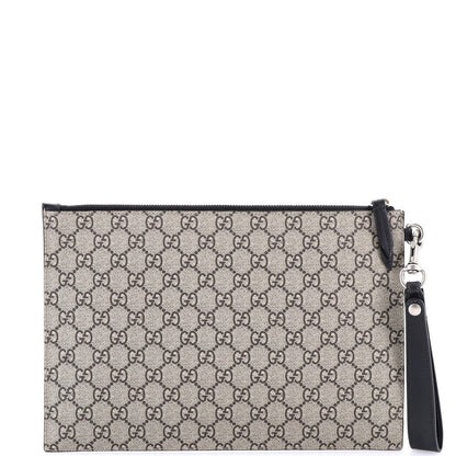Gucci Zipped Pouch Angry Cat Gg Coated Canvas Large
