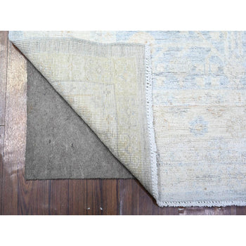 4'X10' Oxford Gray White Wash Pomegranate Wool Hand Knotted Oriental Rug