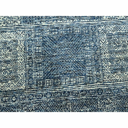 8'X10'1" Aegean Blue Garden Design Tone On Tone Hand Knotted All Wool Rug