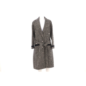 Gucci Women'S Button Up Belted Long Coat Tweed