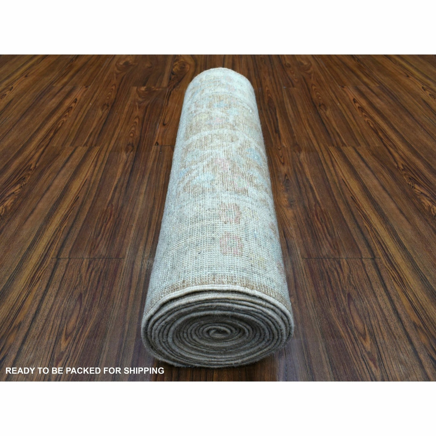 2'9"X19'5" Wool Hand Knotted Almond Brown Angora Oushak Xl Runner Rug