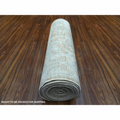 2'9"X19'5" Wool Hand Knotted Almond Brown Angora Oushak Xl Runner Rug