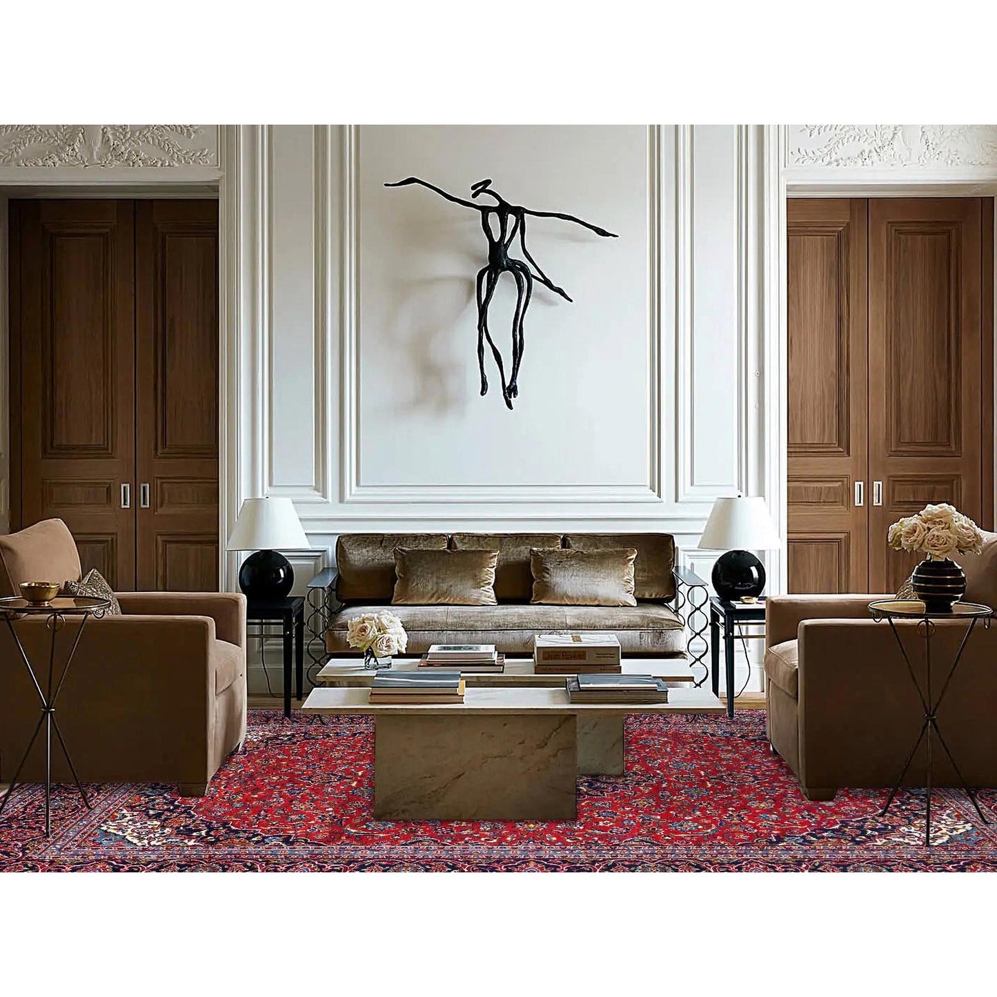 9'5"X13' Red Hand Knotted Wool Vintage Zoroastrian Kishoon Secured Rug