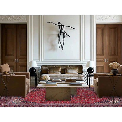 9'5"X13' Red Hand Knotted Wool Vintage Zoroastrian Kishoon Secured Rug