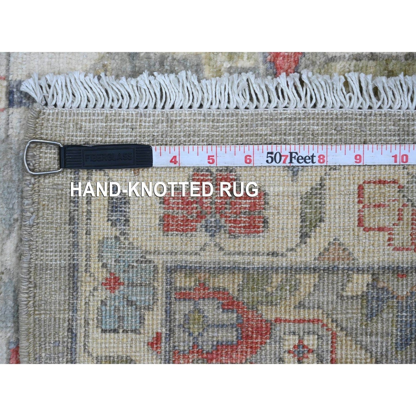 2'7"X12'3" Gray Peshawar With Heris Design Wool Hand Knotted Runner Rug