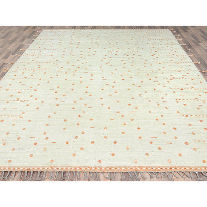 10'X14'4" Ivory Moroccan Berber Organic Wool Hand Knotted Oriental Rug