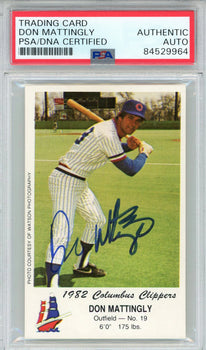 Don Mattingly Autographed 1982 Columbus Clippers Police Card (Psa)
