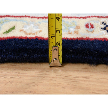 4'2"X10'4" Blue Hand Knotted Nain 250 Kpsi Wool Wide Runner Oriental Rug