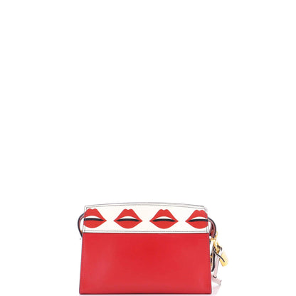 Prada Bibliotheque Crossbody Printed Saffiano Leather Small