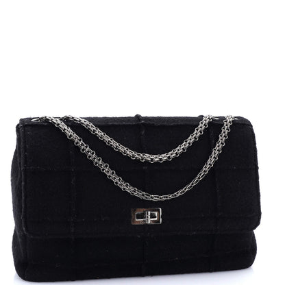 Chanel Chocolate Bar Mademoiselle Flap Bag Quilted Wool Jumbo