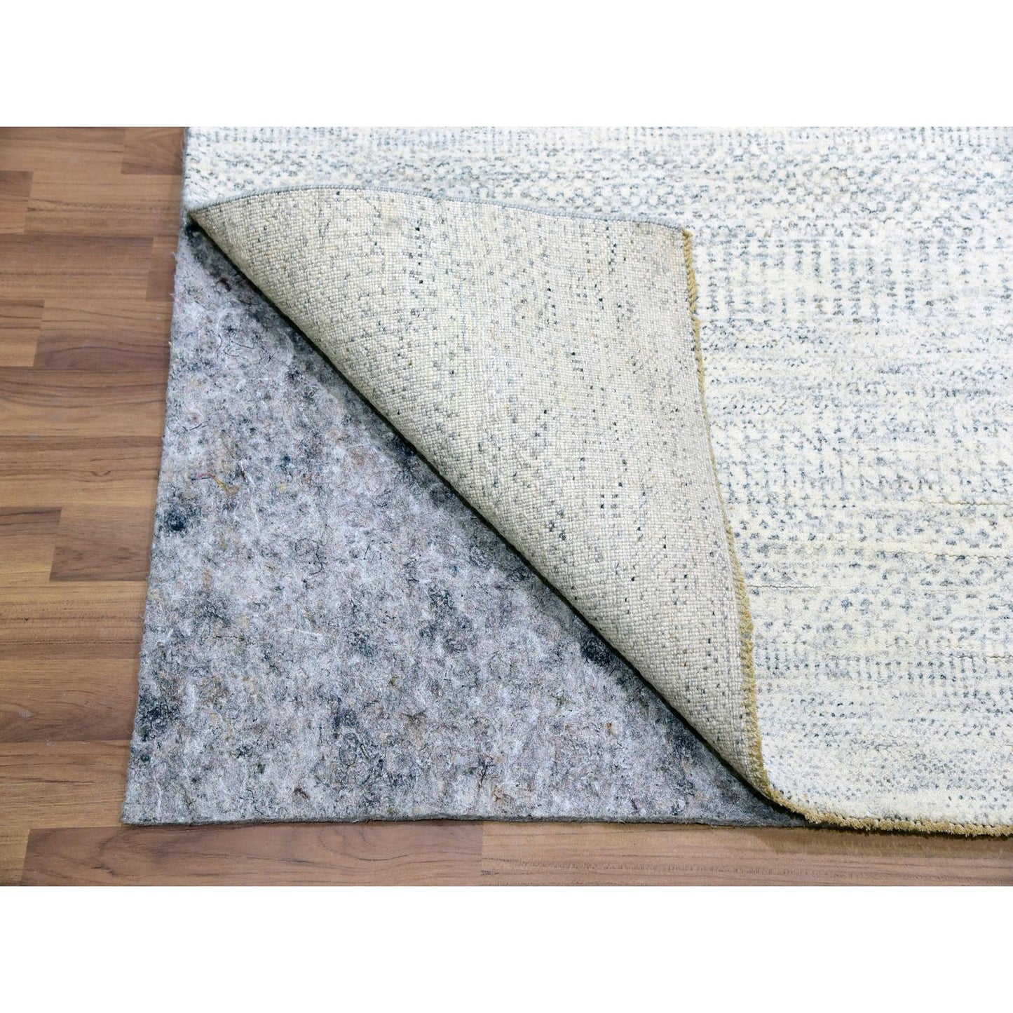 8'X10'1" Classic Gray Hand Knotted Modern Grass Design Wool Plain Rug