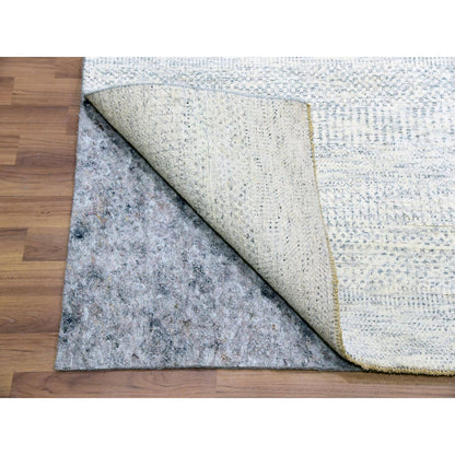8'X10'1" Classic Gray Hand Knotted Modern Grass Design Wool Plain Rug