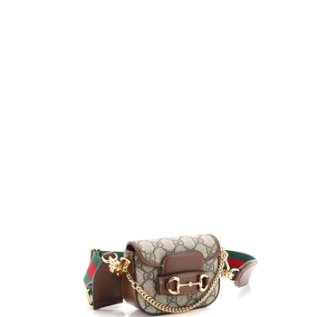 Gucci Horsebit 1955 Flap Wallet With Strap Gg Coated Canvas